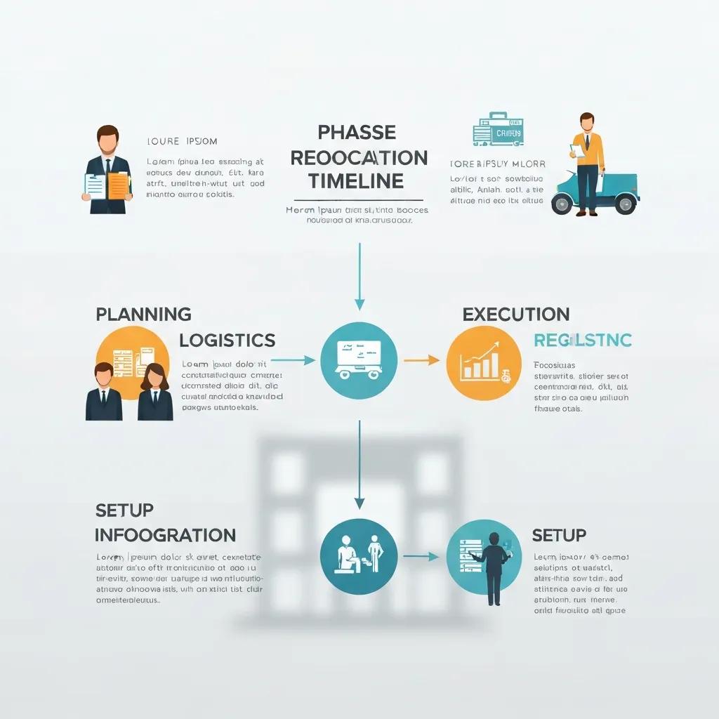 Diagram showing phases of a corporate relocation timeline for planning and execution