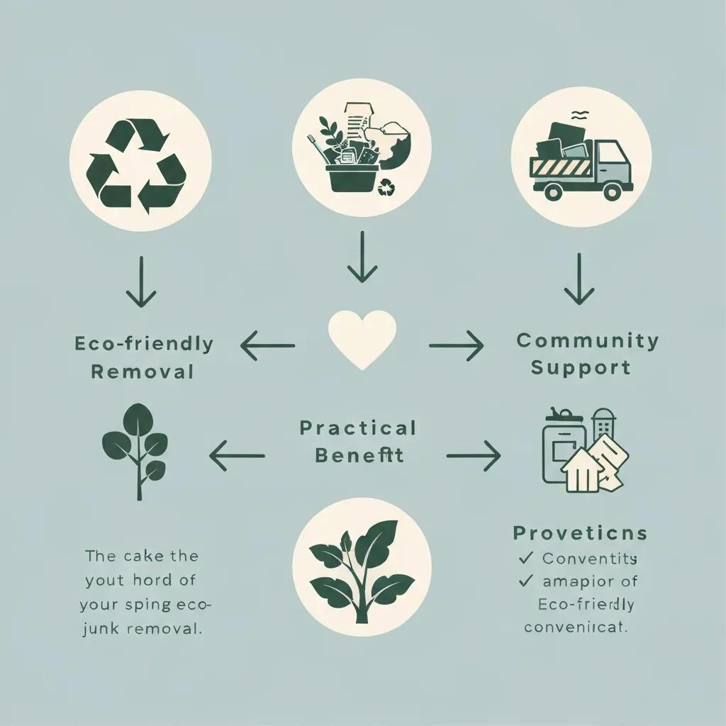 Visual representation of the benefits of eco-friendly junk removal, including environmental, community, and practical advantages